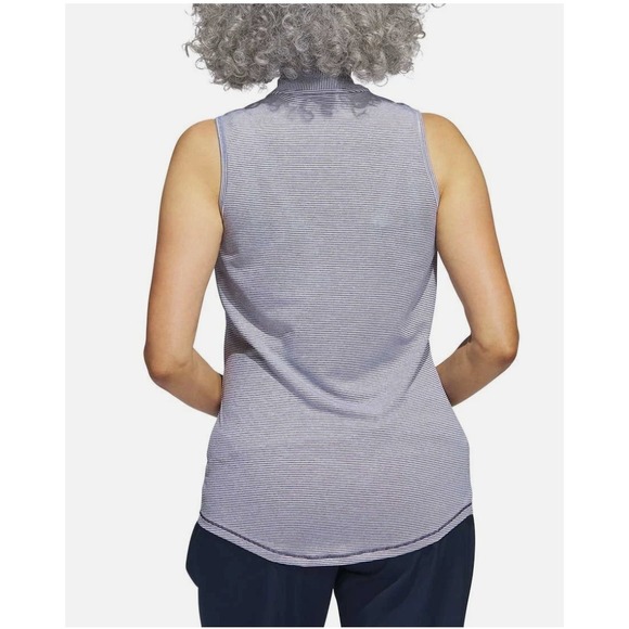 Adidas Golf Sleeveless Polo Shirt Womens Athletic Striped Mock Neck‎ Activewear - Picture 8 of 8